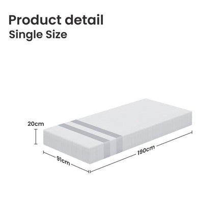 20cm Single Reversible Gel Memory Foam Mattress BedStory Medium Soft & Firm.