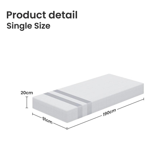 20cm Single Reversible Gel Memory Foam Mattress BedStory Medium Soft & Firm.
