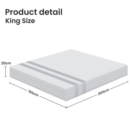 25cm King Reversible Gel Memory Foam Mattress BedStory Medium & Firm.