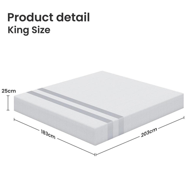 25cm King Reversible Gel Memory Foam Mattress BedStory Medium & Firm.