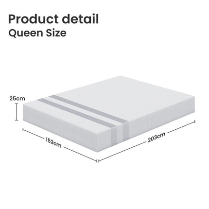 25cm Queen Reversible Gel Memory Foam Mattress BedStory Medium & Firm.