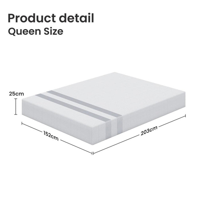 25cm Queen Reversible Gel Memory Foam Mattress BedStory Medium & Firm.