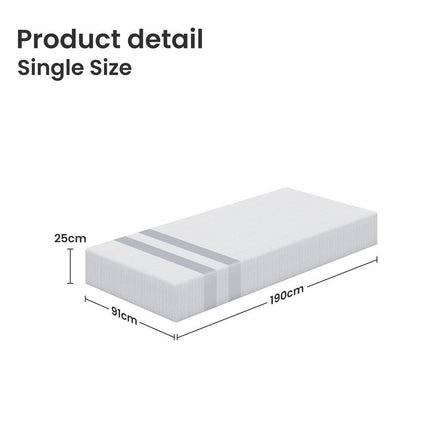 25cm Single Reversible Gel Memory Foam Mattress BedStory Medium & Firm.