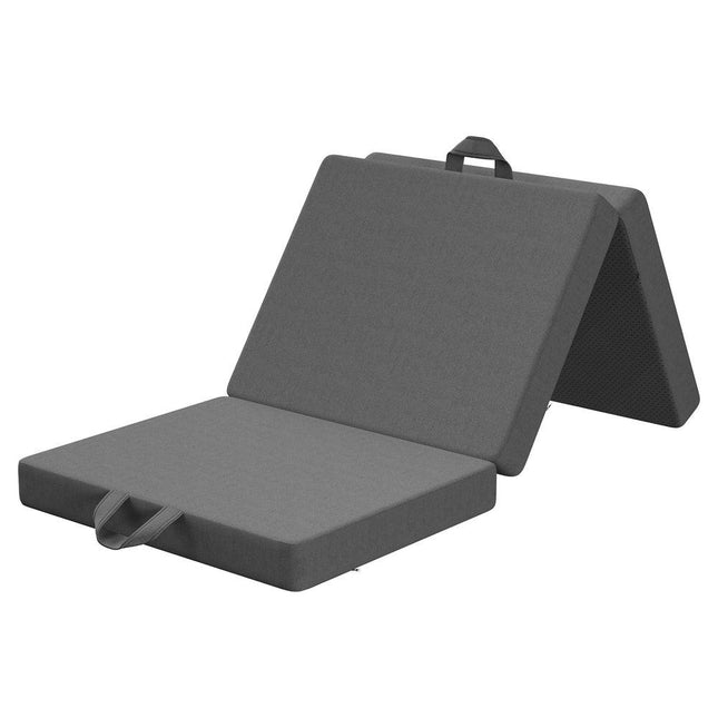 10cm Small King Single BedStory 3-Fold Mattress Folding Foam Bed Washable Cover, 190x80cm.