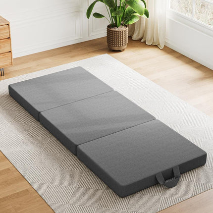 10cm Small Single BedStory 3-Fold Mattress Folding Foam Bed Washable Cover, 180x70cm.
