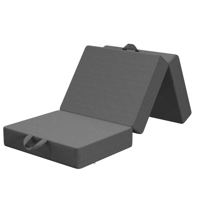 15cm Small King Single BedStory 3-Fold Mattress Folding Foam Bed Washable Cover, 190x80cm.