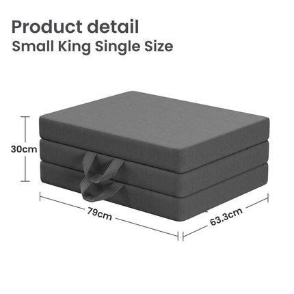 15cm Small King Single BedStory 3-Fold Mattress Folding Foam Bed Washable Cover, 190x80cm.