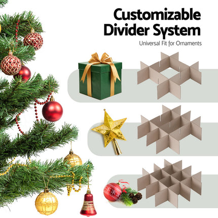 Jingle Jollys Christmas Baubles Storage Box 64 Dividers Xmas Ornaments Container.