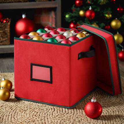 Jingle Jollys Christmas Baubles Storage Box 64 Dividers Xmas Ornaments Container.