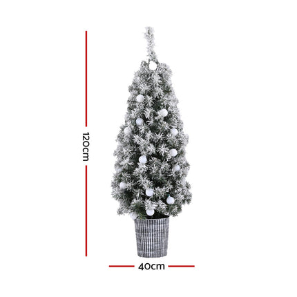 Jingle Jollys Christmas Tree 1.2M Potted Snowy Xmas Tree.