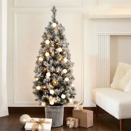 Jingle Jollys Christmas Tree 1.2M Potted Snowy Xmas Tree.