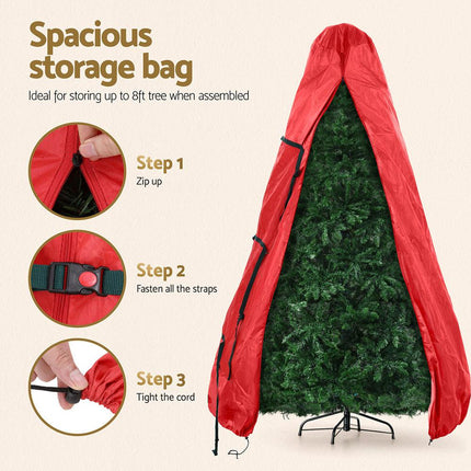 Jingle Jollys Christmas Tree Storage Bag Fits Up to 8ft Tree Xmas Bag Zipper Red.
