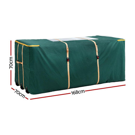 Jingle Jollys Christmas Tree Storage Bag Up to 10ft Visible Handle Wheels Green.
