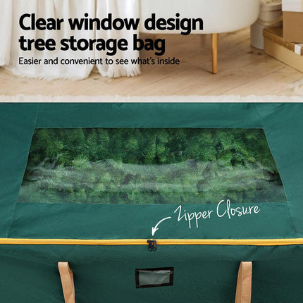 Jingle Jollys Christmas Tree Storage Bag Up to 10ft Visible Handle Wheels Green.