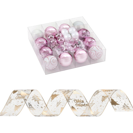 Jingle Jollys Christmas Tree Decoration Set Ribbon Baubles Ornaments Party 34pcs.