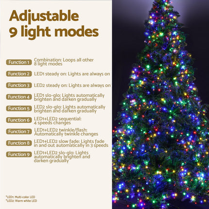 Jingle Jollys Christmas Tree 2.1m Xmas Tree Decoration 8 Light Mode Multi Colour.