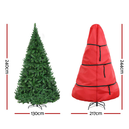 Jingle Jollys 2.4m Pre-Lit Christmas Tree 1488 LED Green with Red Storage Bag