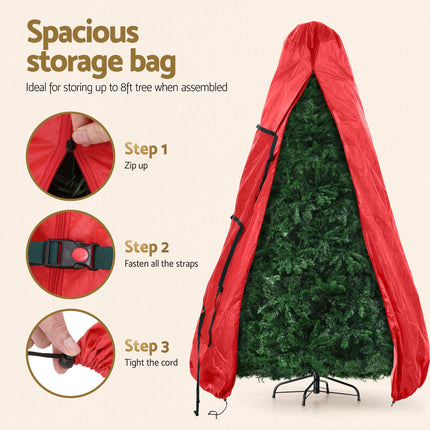 Jingle Jollys 2.4m Pre-Lit Christmas Tree 1488 LED Green with Red Storage Bag