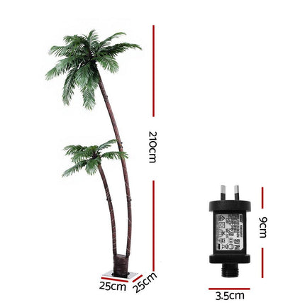 Jingle Jollys Christmas Tree 2.1m LED Lighted Xmas Palm Trees Party Decorations.