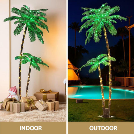 Jingle Jollys Christmas Tree 2.1m LED Lighted Xmas Palm Trees Party Decorations.
