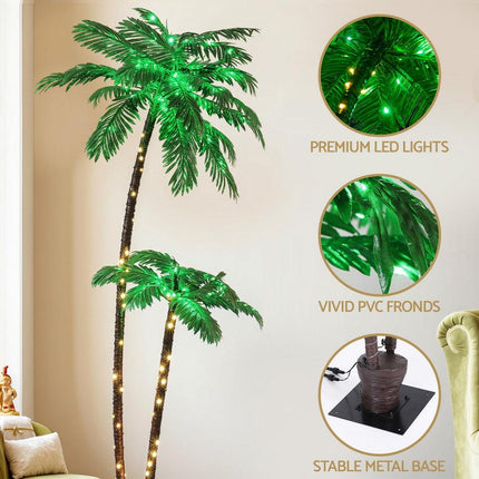 Jingle Jollys Christmas Tree 2.1m LED Lighted Xmas Palm Trees Party Decorations.