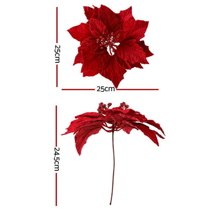 Jingle Jollys 14Pcs Christmas Tree Flowers Set Xmas Garland Wreath Ornaments Red.