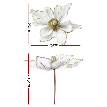 Jingle Jollys 14Pcs Christmas Tree Flower Set Xmas Garland Wreath Magnolia White.