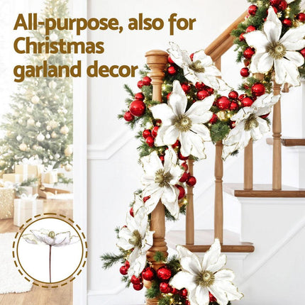 Jingle Jollys 14Pcs Christmas Tree Flower Set Xmas Garland Wreath Magnolia White.
