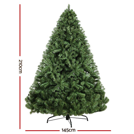 Jingle Jollys Christmas Tree 2.1M Xmas Tree Decorations Green 1250 Tips.