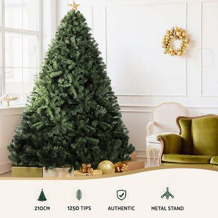 Jingle Jollys Christmas Tree 2.1M Xmas Tree Decorations Green 1250 Tips.