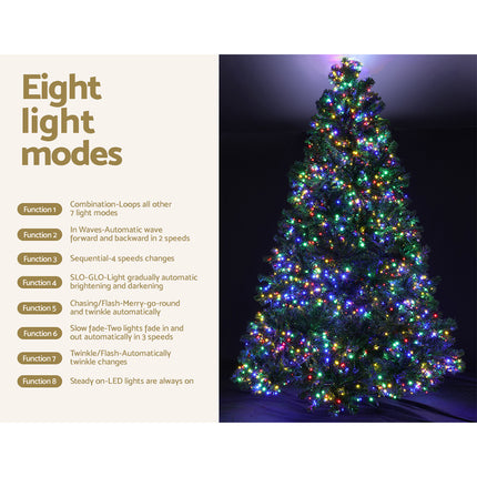 Jingle Jollys Christmas Tree 2.4M Xmas Tree Decoration 8 Light Mode Multi Colour.