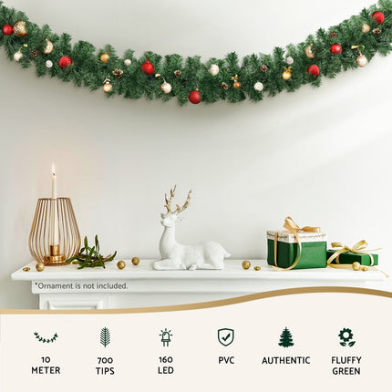 Jingle Jollys 10M Christmas Garland LED Lights Party Xmas Decorations 700 TIPS.