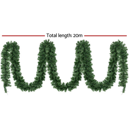 Jingle Jollys 20M Christmas Garland LED Lights Party Xmas Decorations 1400 Tips.