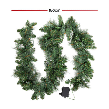 Jingle Jollys 1.8m Christmas Garland with LED lights Party Xmas Decorations.