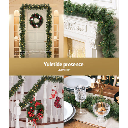 Jingle Jollys 1.8m Christmas Garland with LED lights Party Xmas Decorations.