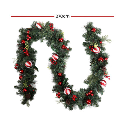 Jingle Jollys 2.7m Christmas Garland with Decorations Xmas Wedding Party.