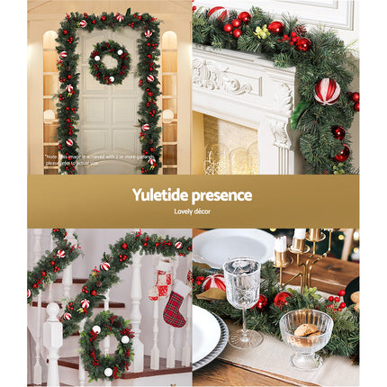 Jingle Jollys 2.7m Christmas Garland with Decorations Xmas Wedding Party.
