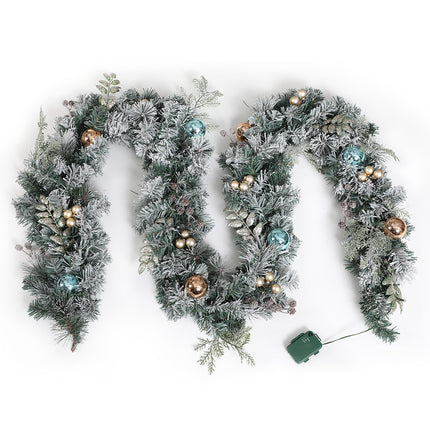 Jingle Jollys 2.7m Christmas Garland with LED Lights Snowy Decoration Xmas Party.