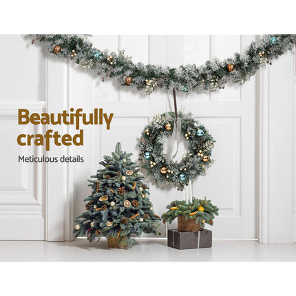 Jingle Jollys 2.7m Christmas Garland with LED Lights Snowy Decoration Xmas Party.