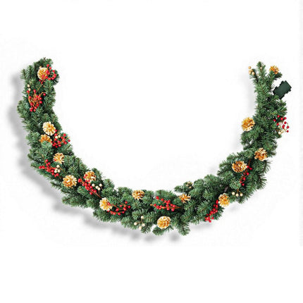 Jingle Jollys 1.8M Christmas Garland Pre-lit LED Pine Cones Berries Xmas Decor.