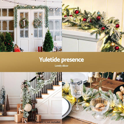 Jingle Jollys 3M Christmas Garland Pre-lit LED Lights Snow Frosted Tips Decor.