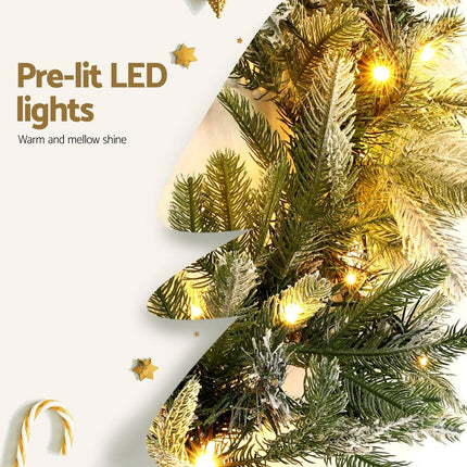Jingle Jollys 3M Christmas Garland Pre-lit LED Lights Snow Frosted Tips Decor.