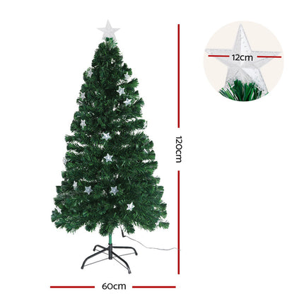 Jingle Jollys 1.2m Christmas Tree Optic Fibre LED Xmas tree Multi Colour.