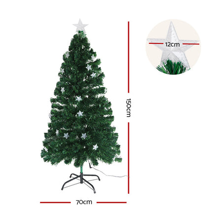 Jingle Jollys 1.5m Christmas Tree Optic Fibre LED Xmas tree Multi Colour.