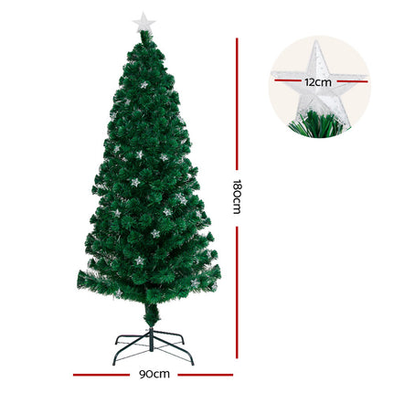 Jingle Jollys 1.8m Christmas Tree Optic Fibre LED Xmas tree Multi Colour.