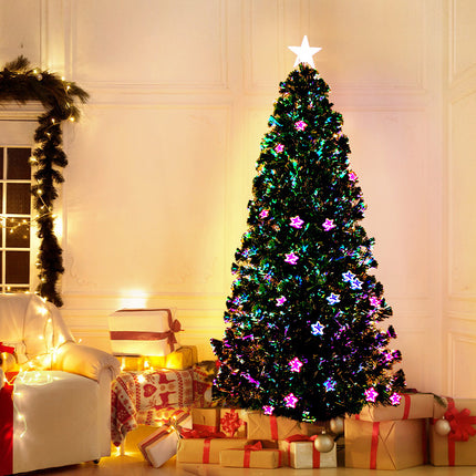 Jingle Jollys 1.8m Christmas Tree Optic Fibre LED Xmas tree Multi Colour.