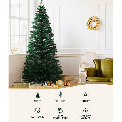 Jingle Jollys 1.8m Christmas Tree Optic Fibre LED Xmas tree 300 Tips.