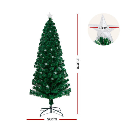 Jingle Jollys 2.1m Christmas Tree Optic Fibre LED Xmas tree Multi Colour.