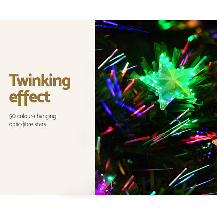 Jingle Jollys 2.1m Christmas Tree Optic Fibre LED Xmas tree Multi Colour.