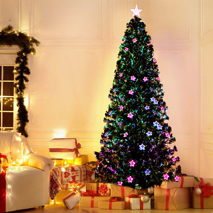 Jingle Jollys 2.1m Christmas Tree Optic Fibre LED Xmas tree Multi Colour.